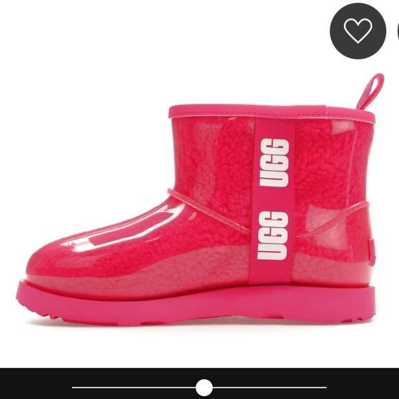 UGG Mini II Classic Clear Boot in Bright Pink Waterproof Rainboot Size 6 - Picture 9 of 10